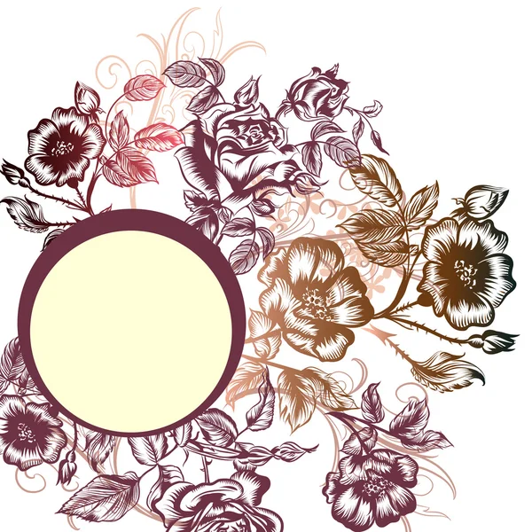Fondo floral vectorial con rosas y banner para texto para desi — Archivo Imágenes Vectoriales
