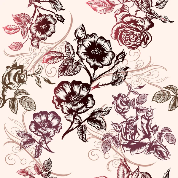 Floral διάνυσμα μοτίβο με τριαντάφυλλα για σχεδιασμό — Διανυσματικό Αρχείο