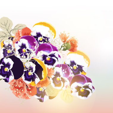 Buket çiçek ile sevimli vektör arka plan