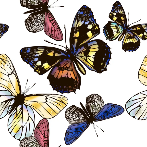 Vector seamless wallpaper pattern with butterflies for design — Stock Vector