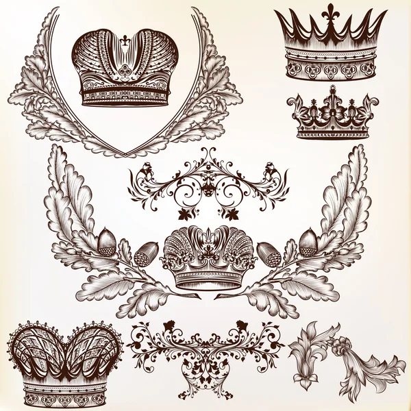 Vector set of crowns for your heraldic design — Stock Vector