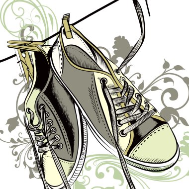 Moda arka plan ile spor boots