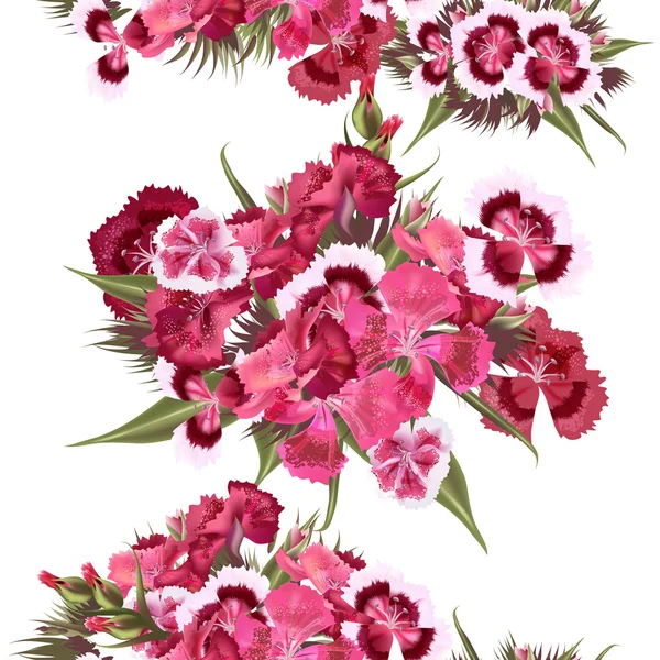 Seamless wallpaper pattern with realistic  pink flowers — ストックベクタ