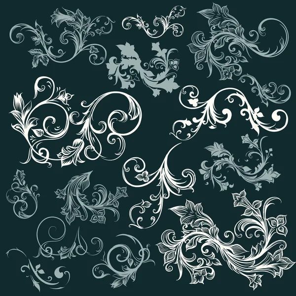 Vector set of swirl vintage ornaments for design — Stock Vector