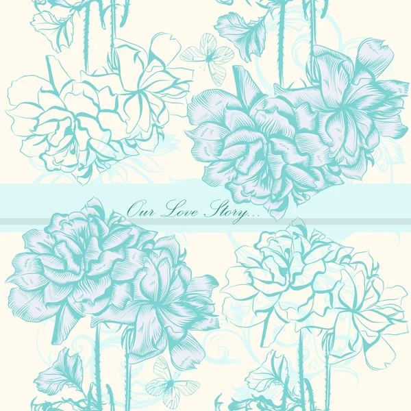 Tarjeta de invitación de boda vector con flores — Vector de stock