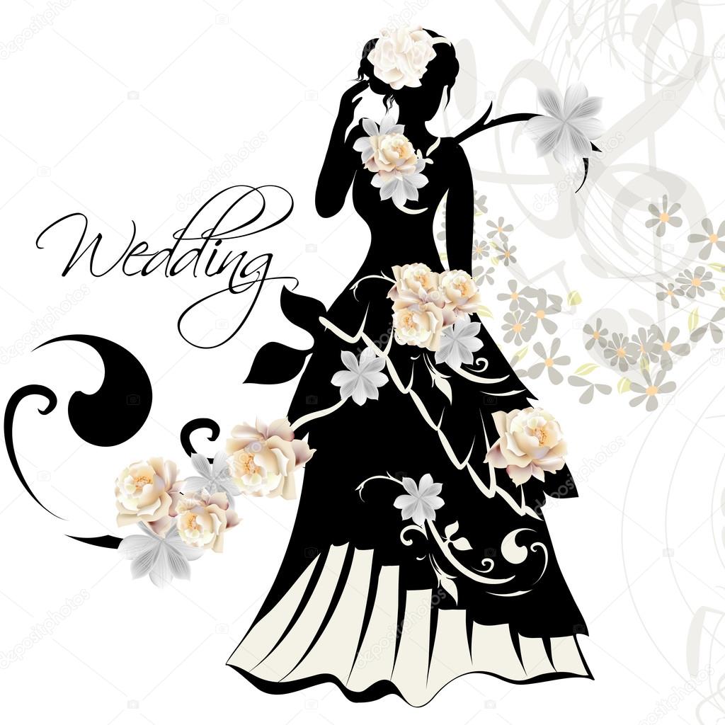 Design of wedding invitation with female silhouette Stock Vector by  ©MashaKotscur 77066147, image size:1024x1024