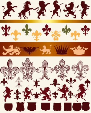 Vektör elementlerin lüks royal vintage hanedan de için ayarla