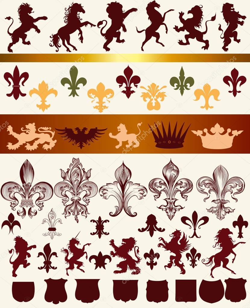 Vector set of luxury royal vintage elements for your heraldic de
