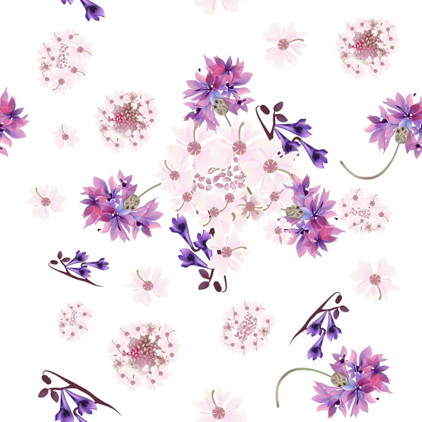 Floral padrão papel de parede sem costura com concurso rosa e roxo f — Vetor de Stock