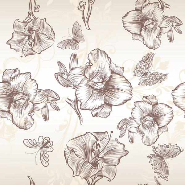 Vector naadloze achtergrond patroon met lily bloemen — Stockvector