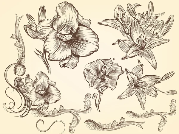Hand drawn flowers Vector Art Stock Images | Depositphotos