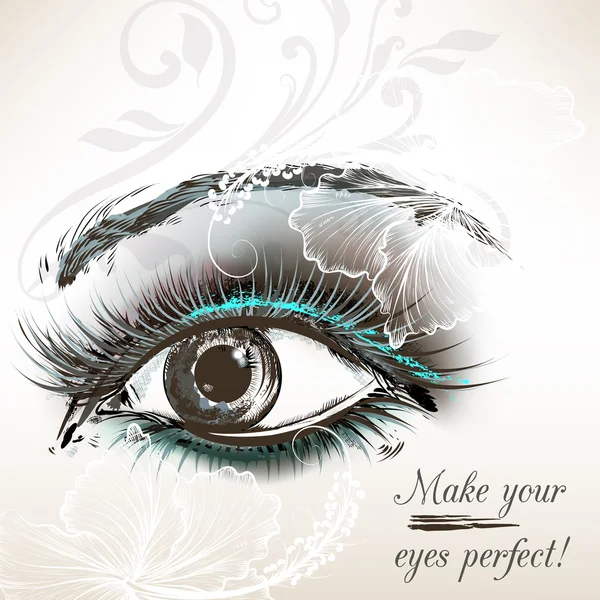 Beautiful vector hand drawn female eye for design — Stock Vector