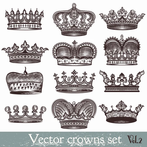 Sada korun ručně kreslenou vektorové v retro stylu Royalty Free Stock Vektory