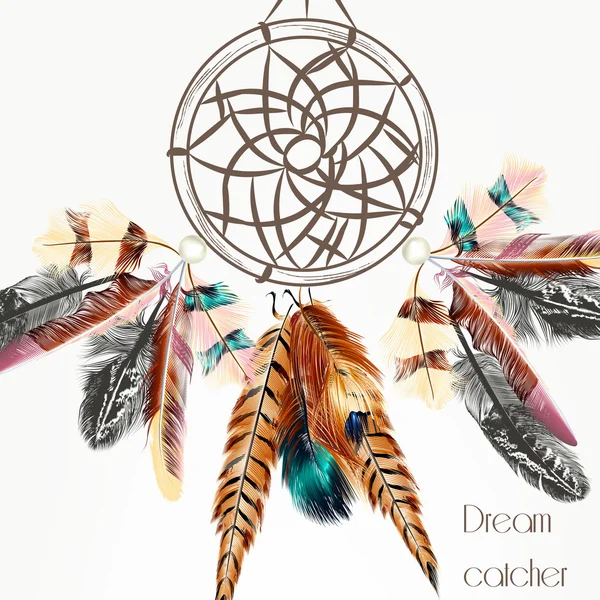 Vector background with dream catcher from colorful feathers Royalty Free Stock Illustrations
