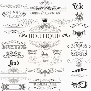 Set of vector calligraphic elements and page decorations clipart