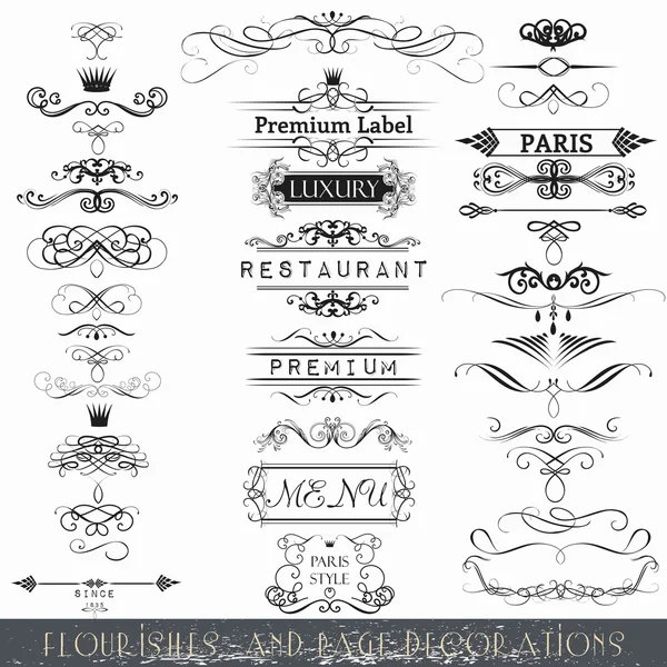 Set of vector calligraphic elements and page decorations — Stock Vector