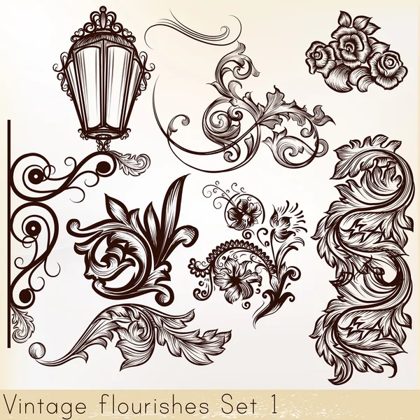 Collection vector vintage design elements — Stock Vector