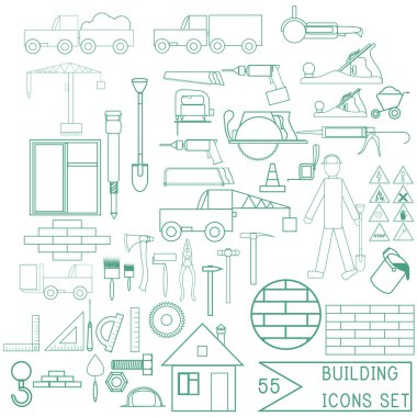 Set of vector repair and building icons for design