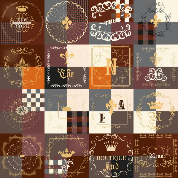 Set of vintage frames for luxury labels, logos, boutique, cafe, — Stock Vector