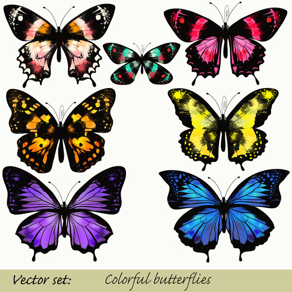Набор реалистичных векторных бабочек для дизайна
