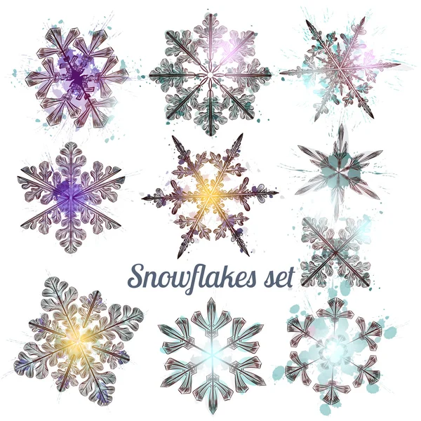 Collection  of vector filigree snowflakes for Christmas design — Stock Vector