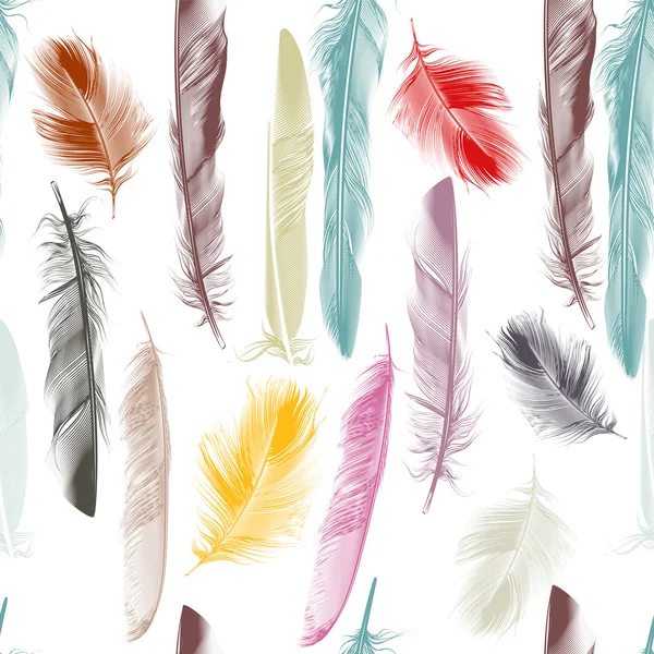 パステル カラー engr で鳥の羽とシームレスなパターン ベクトル — ストックベクタ