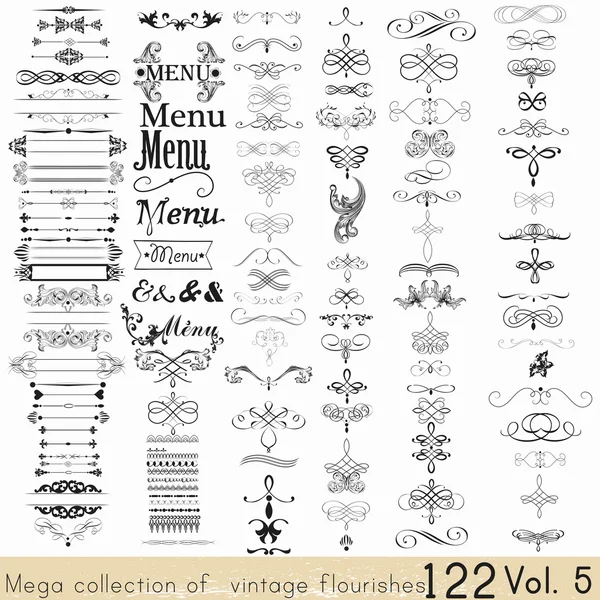 Set of vector calligraphic elements and page decorations — Stock Vector