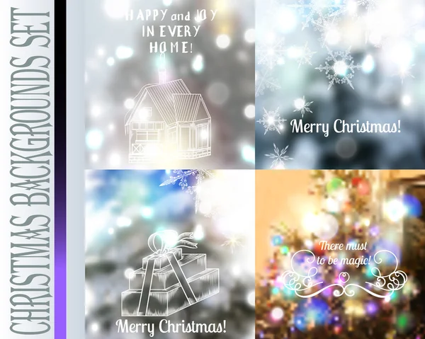 Zbiór wektor Boże Narodzenie niewyraźne tła z snowflak światła — Wektor stockowy