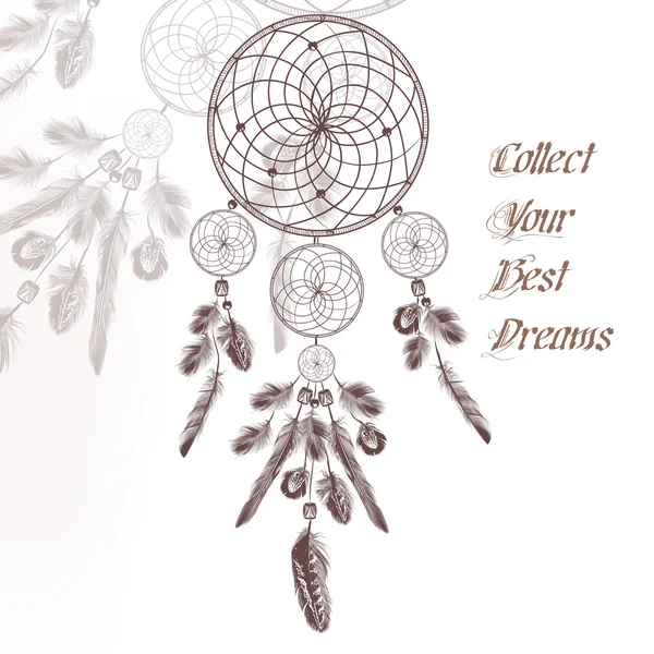 Hand drawn dream catcher in engraved style on white Vector Graphics