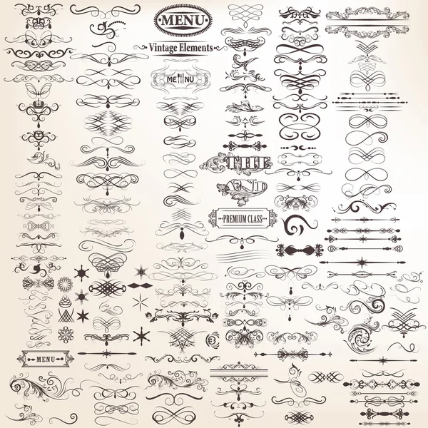Conjunto vetorial de elementos caligráficos para projeto. Vec caligráfico — Vetor de Stock