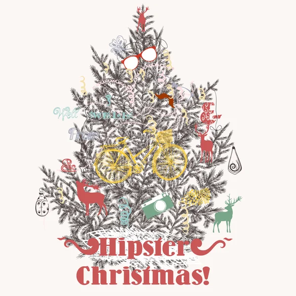 Navidad dibujado a mano fondo decoraciones de Navidad. Estilo Hipster — Vector de stock