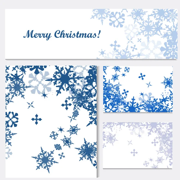 Set of corporate Christmas identity templates with blue snowflak — Stock Vector