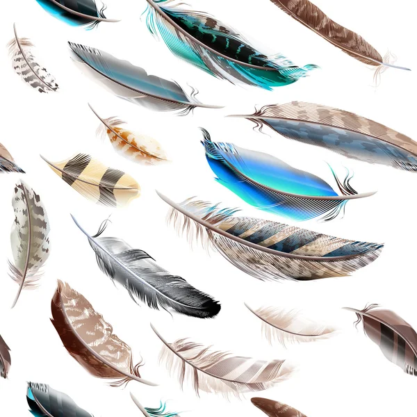 多彩的羽毛无缝图案 — 图库矢量图片