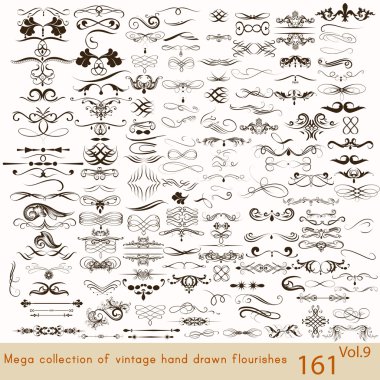 vektör tasarımı için kaligrafi öğeleri kümesi. Kaligrafi vec