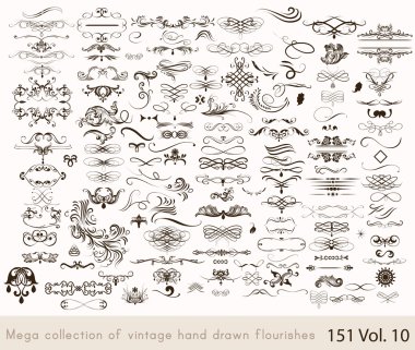 vektör tasarımı için kaligrafi öğeleri kümesi. Kaligrafi vec