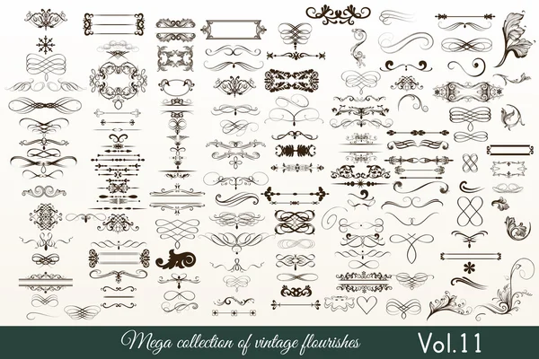 Conjunto vectorial de elementos caligráficos para diseño. VEC caligráfica — Archivo Imágenes Vectoriales