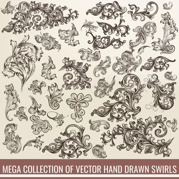 Colección de vectores dibujados a mano florece en estilo grabado. Yo. — Archivo Imágenes Vectoriales