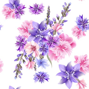 Çiçek sorunsuz vektör desen suluboya tarzında çiçekli