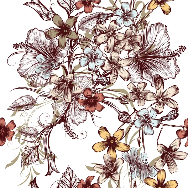 ベクターの花の壁紙デザイン用のシームレスなパターン — ストックベクタ