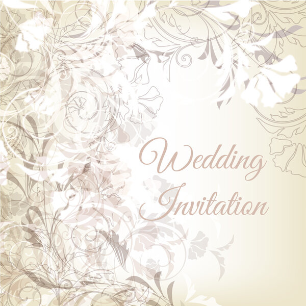 Vector hand drawn wedding invitation design in classic floral st