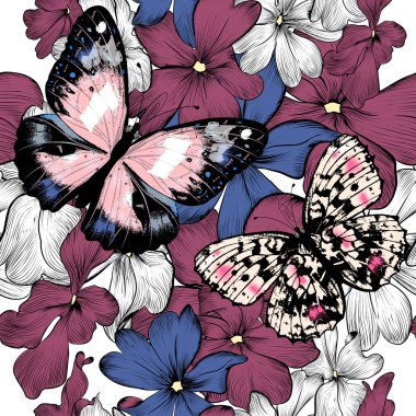 Sorunsuz duvar kağıdı deseni ile çizilmiş Çiçekler teslim