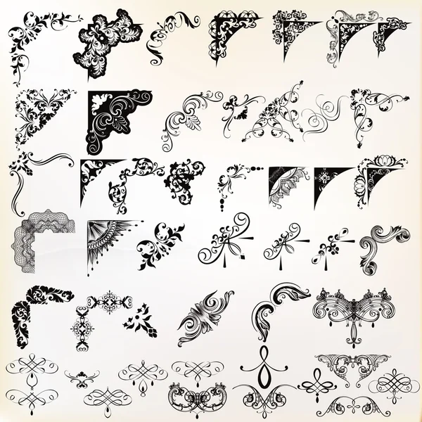 Conjunto de elementos caligráficos vectoriales y decoraciones de páginas — Archivo Imágenes Vectoriales