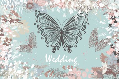 Kelebekler ve flo ile pastel renkler ile vektör arka plan