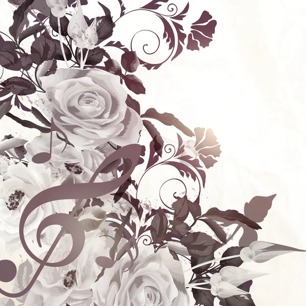 Fondo vector floral con rosas en estilo sepia vintage — Archivo Imágenes Vectoriales