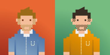iki erkek pixelated sanat