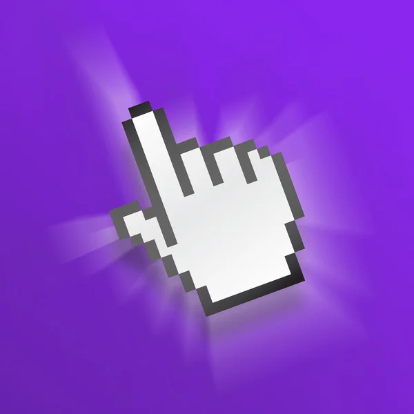 Lila mus pixel hand — Stockfoto