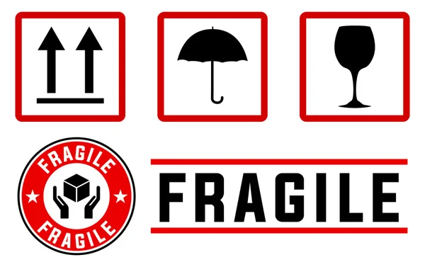 Fragile signs and stamps — Stock Photo, Image