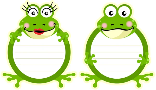 Etiquetas impresas par de ranas — Vector de stock