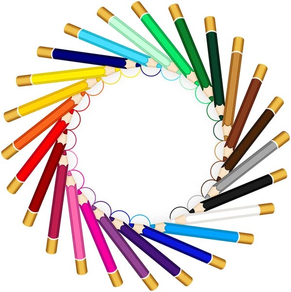 Cadre rond fabriqué à partir de crayons de couleur — Image vectorielle