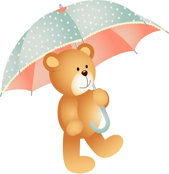 Teddy urs cu umbrelă — Vector de stoc